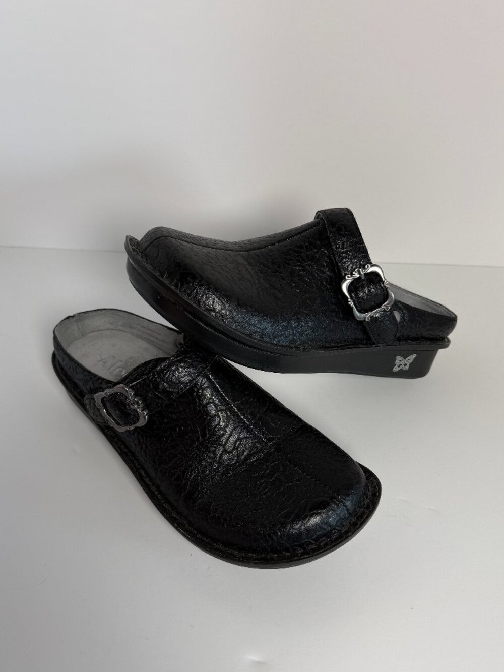 Alegria Shoes Slip On Clogs MYR-435X Black with Buckle Sz 37